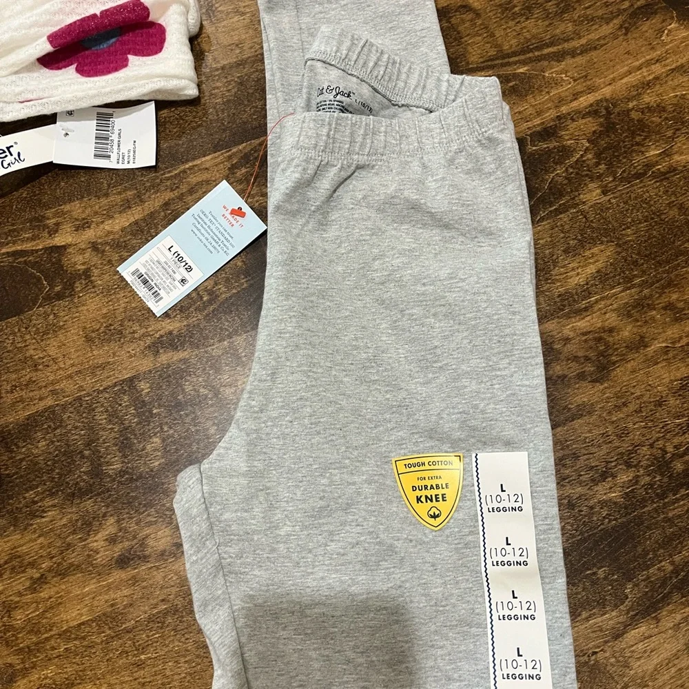 Floral Kids Hoodie button up thermal with Multicolor Flowers and grey leggings